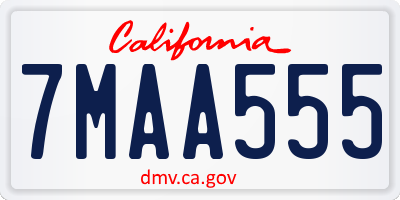 CA license plate 7MAA555