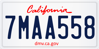 CA license plate 7MAA558