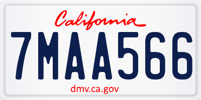 CA license plate 7MAA566