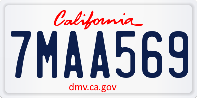 CA license plate 7MAA569