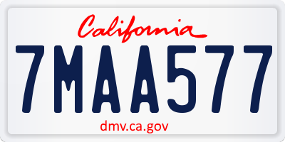 CA license plate 7MAA577