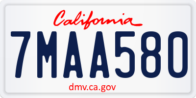CA license plate 7MAA580