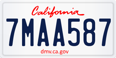CA license plate 7MAA587