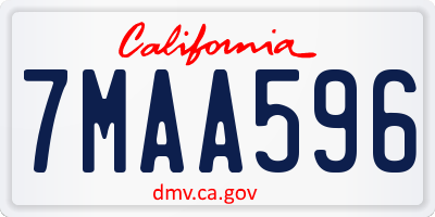 CA license plate 7MAA596