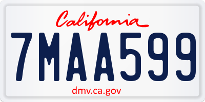 CA license plate 7MAA599