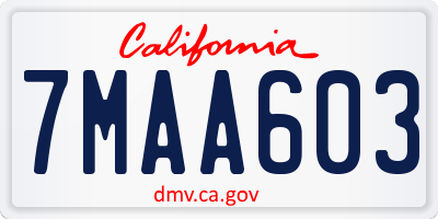 CA license plate 7MAA603