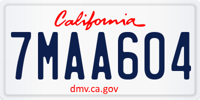 CA license plate 7MAA604