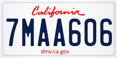 CA license plate 7MAA606