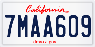 CA license plate 7MAA609