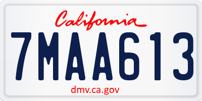 CA license plate 7MAA613