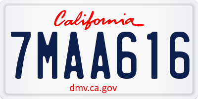 CA license plate 7MAA616