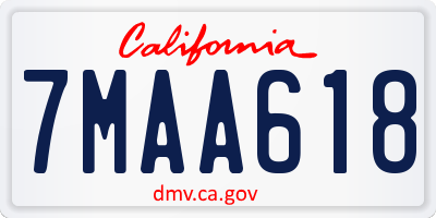CA license plate 7MAA618