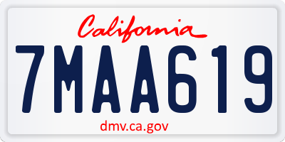 CA license plate 7MAA619