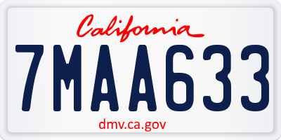 CA license plate 7MAA633
