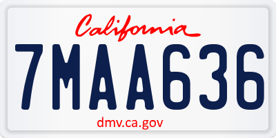 CA license plate 7MAA636