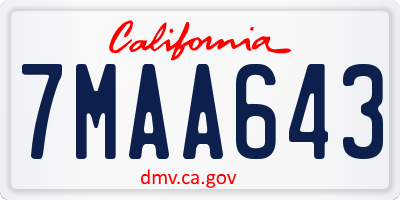 CA license plate 7MAA643