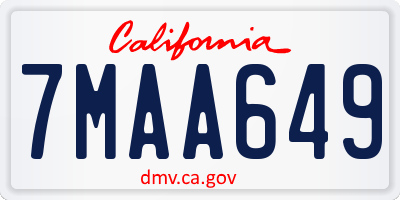 CA license plate 7MAA649