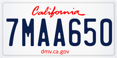 CA license plate 7MAA650
