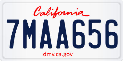 CA license plate 7MAA656