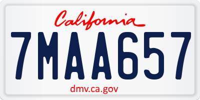 CA license plate 7MAA657