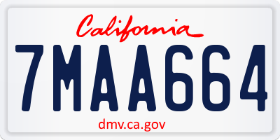 CA license plate 7MAA664