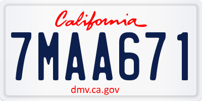 CA license plate 7MAA671