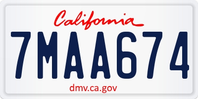 CA license plate 7MAA674