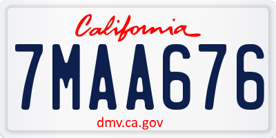 CA license plate 7MAA676