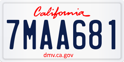 CA license plate 7MAA681