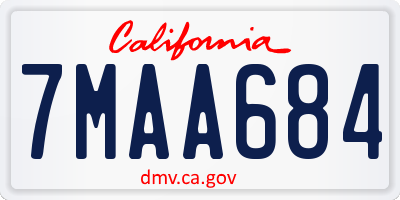 CA license plate 7MAA684