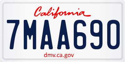 CA license plate 7MAA690