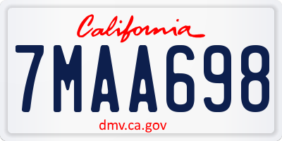 CA license plate 7MAA698