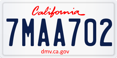 CA license plate 7MAA702