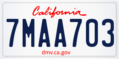 CA license plate 7MAA703