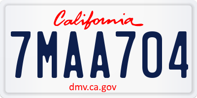 CA license plate 7MAA704