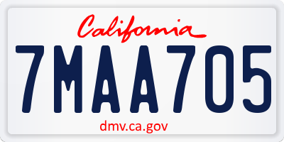 CA license plate 7MAA705