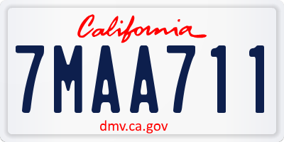 CA license plate 7MAA711