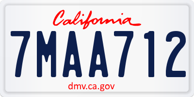 CA license plate 7MAA712