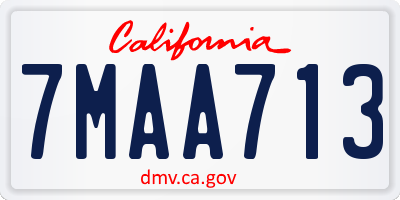 CA license plate 7MAA713