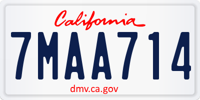 CA license plate 7MAA714
