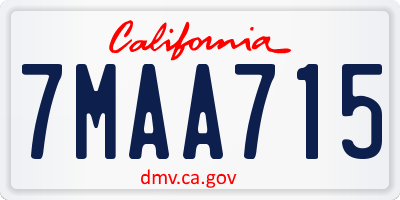 CA license plate 7MAA715