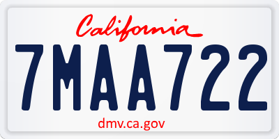 CA license plate 7MAA722