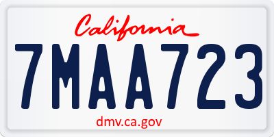 CA license plate 7MAA723