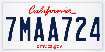 CA license plate 7MAA724