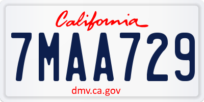 CA license plate 7MAA729