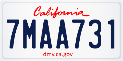CA license plate 7MAA731