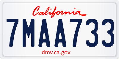 CA license plate 7MAA733