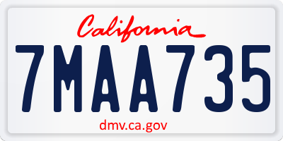 CA license plate 7MAA735