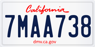 CA license plate 7MAA738