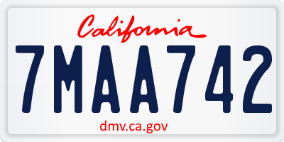 CA license plate 7MAA742